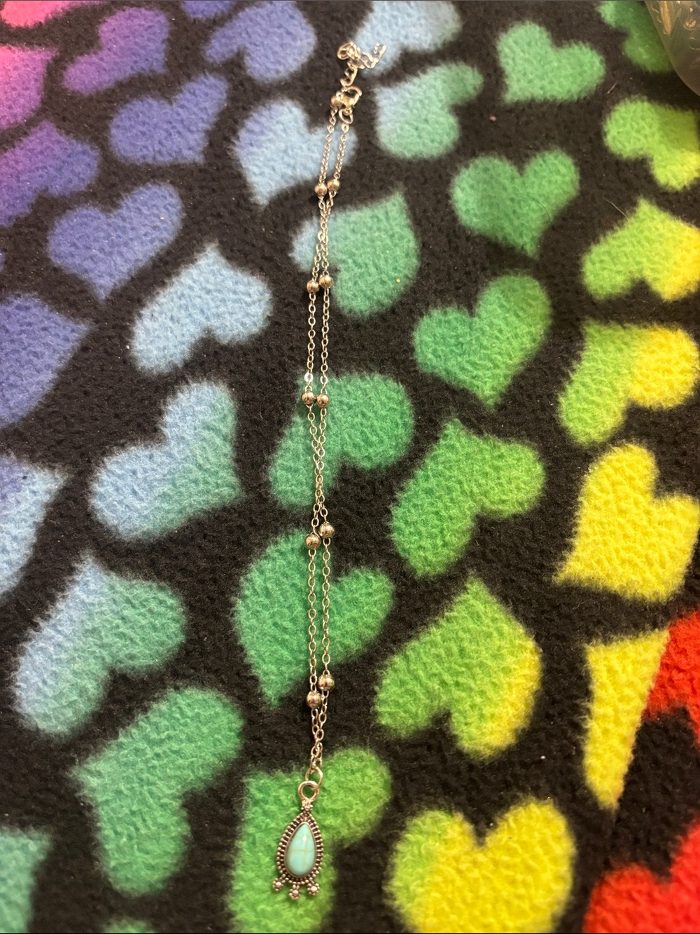 Delicate Silver-Tone Teardrop Pendant with Aqua Stone